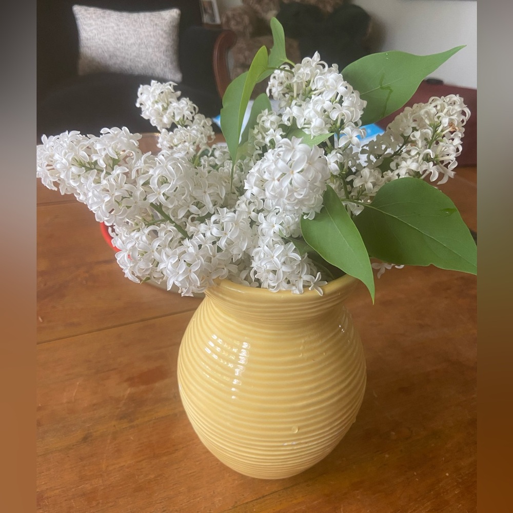 Crate&Barrel Sunshine Yellow Swirl Ceramic Vase